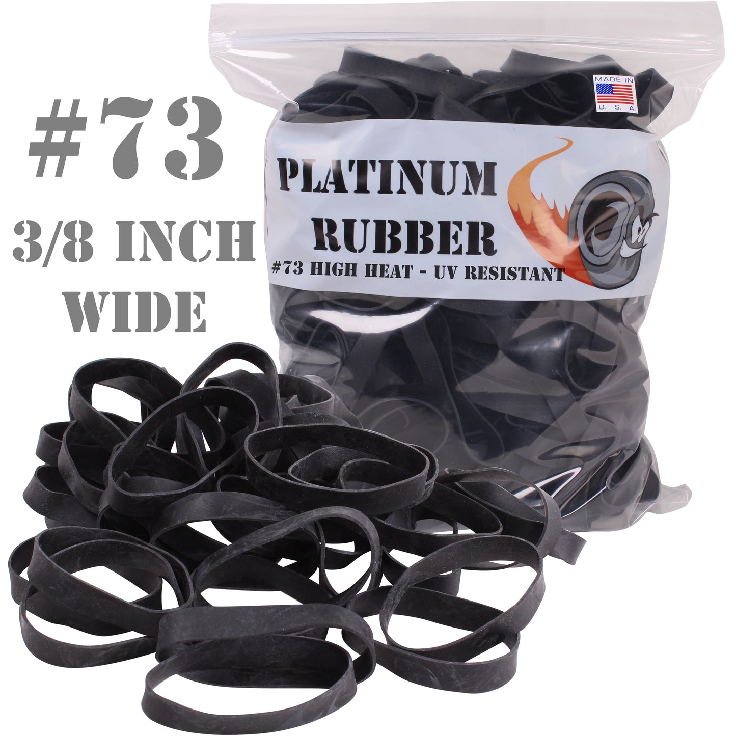 #73 Black Rubber Bands (3" Long x 3/8" W)