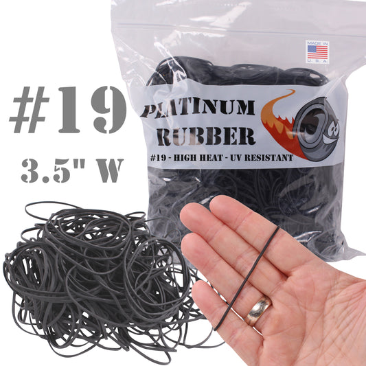 #19 rubber bands showing the size on a hand
