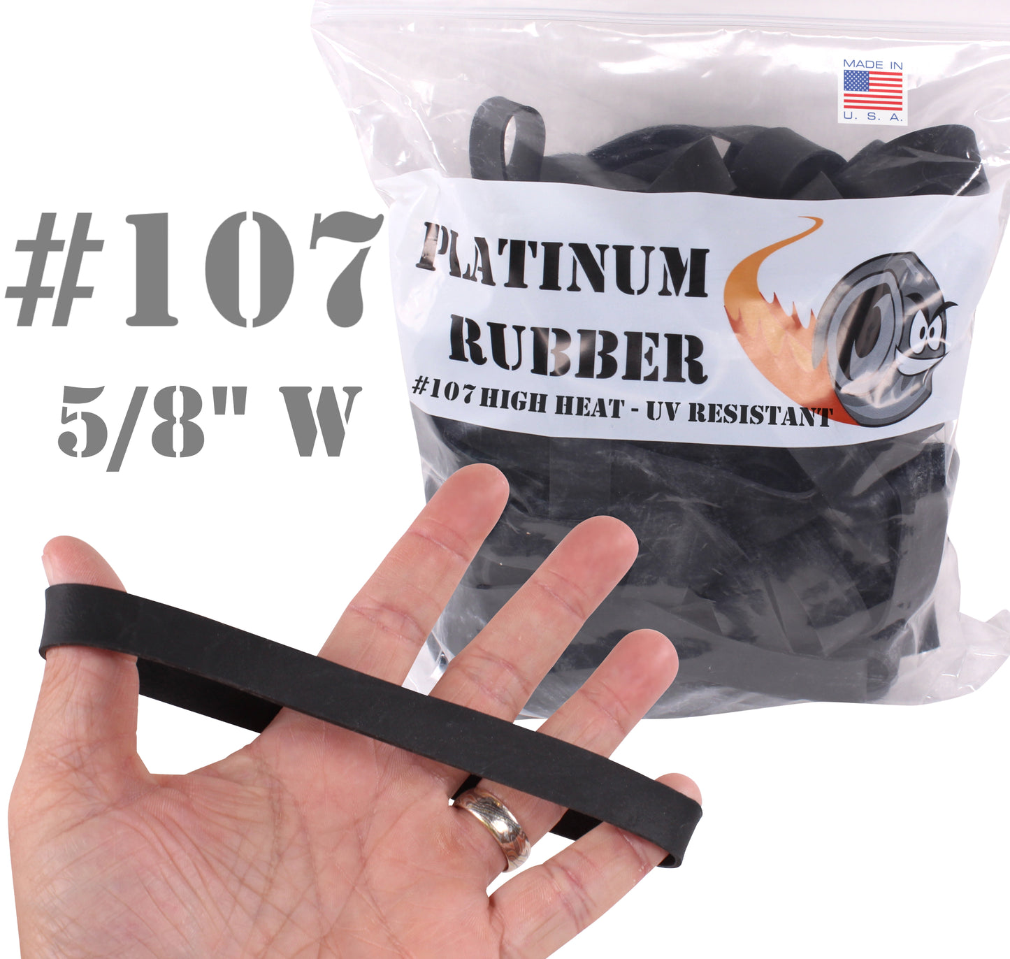 #107 Black Rubber Bands (7" x 5/8")