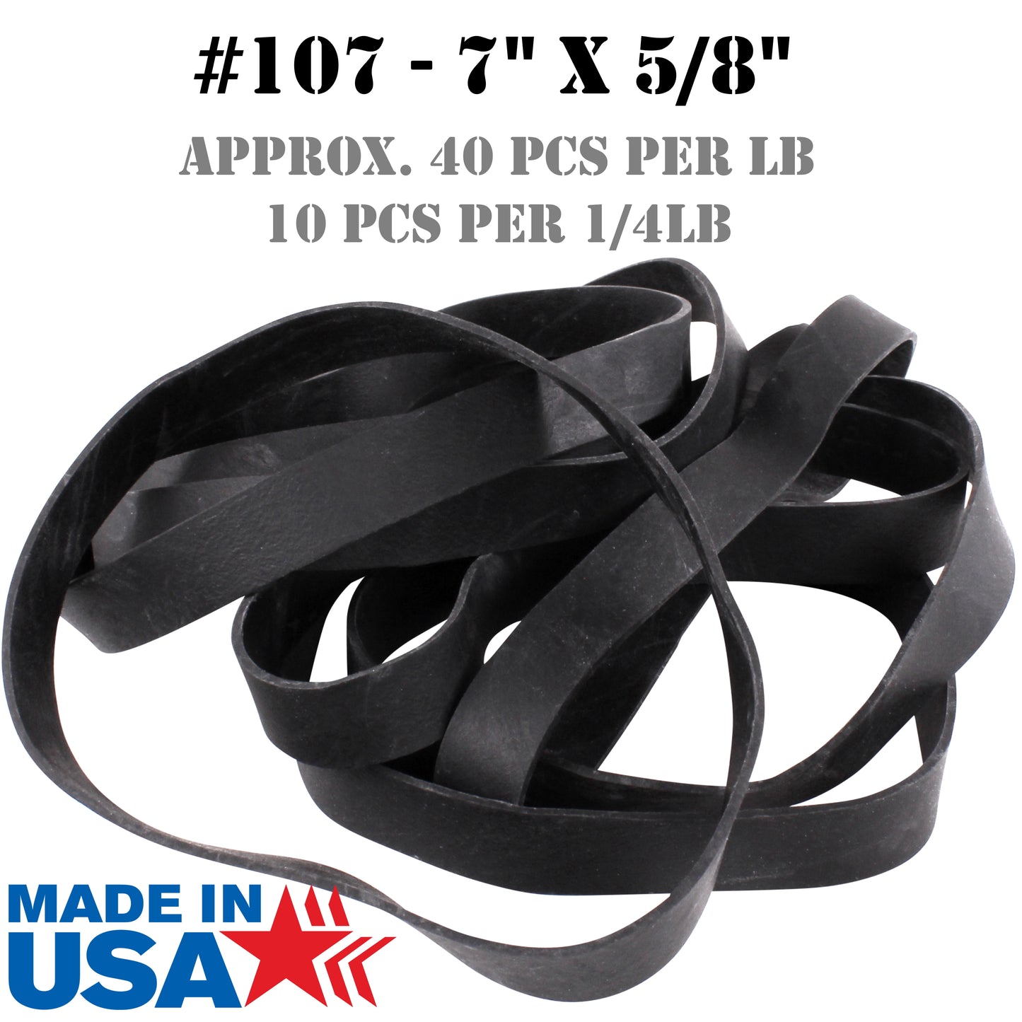#107 Black Rubber Bands (7" x 5/8")