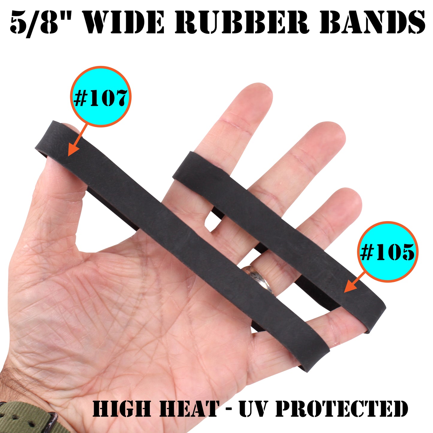 #105 Black Rubber Bands (5" x 5/8")