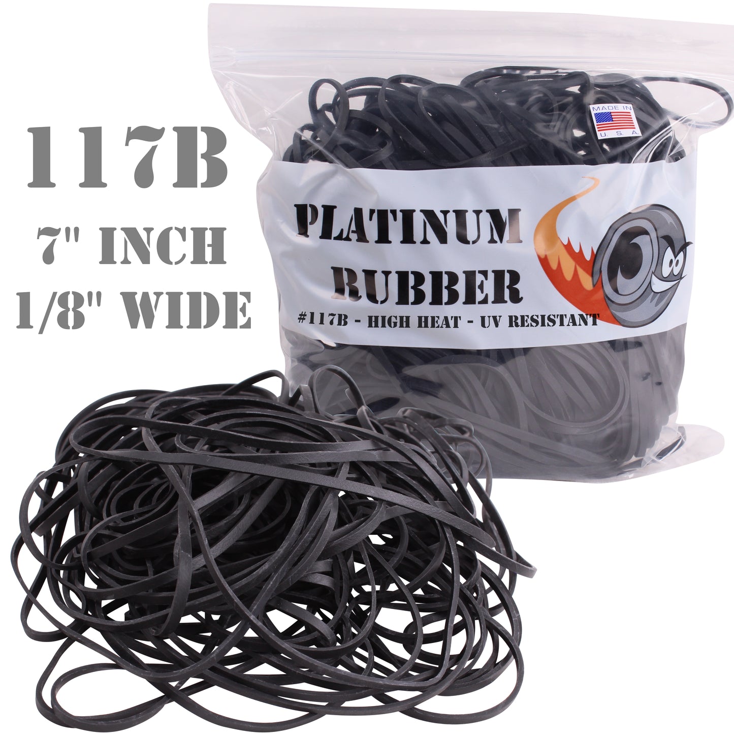 #117B Black Rubber Bands (7" Long x 1/8" W)