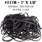 #117B Black Rubber Bands (7" Long x 1/8" W)