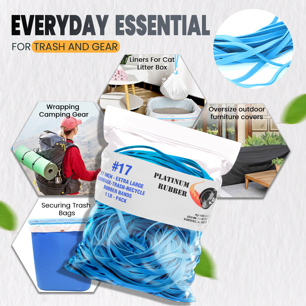 #17 Large Rubber Bands Bulk, Garbage/Trash Can Size