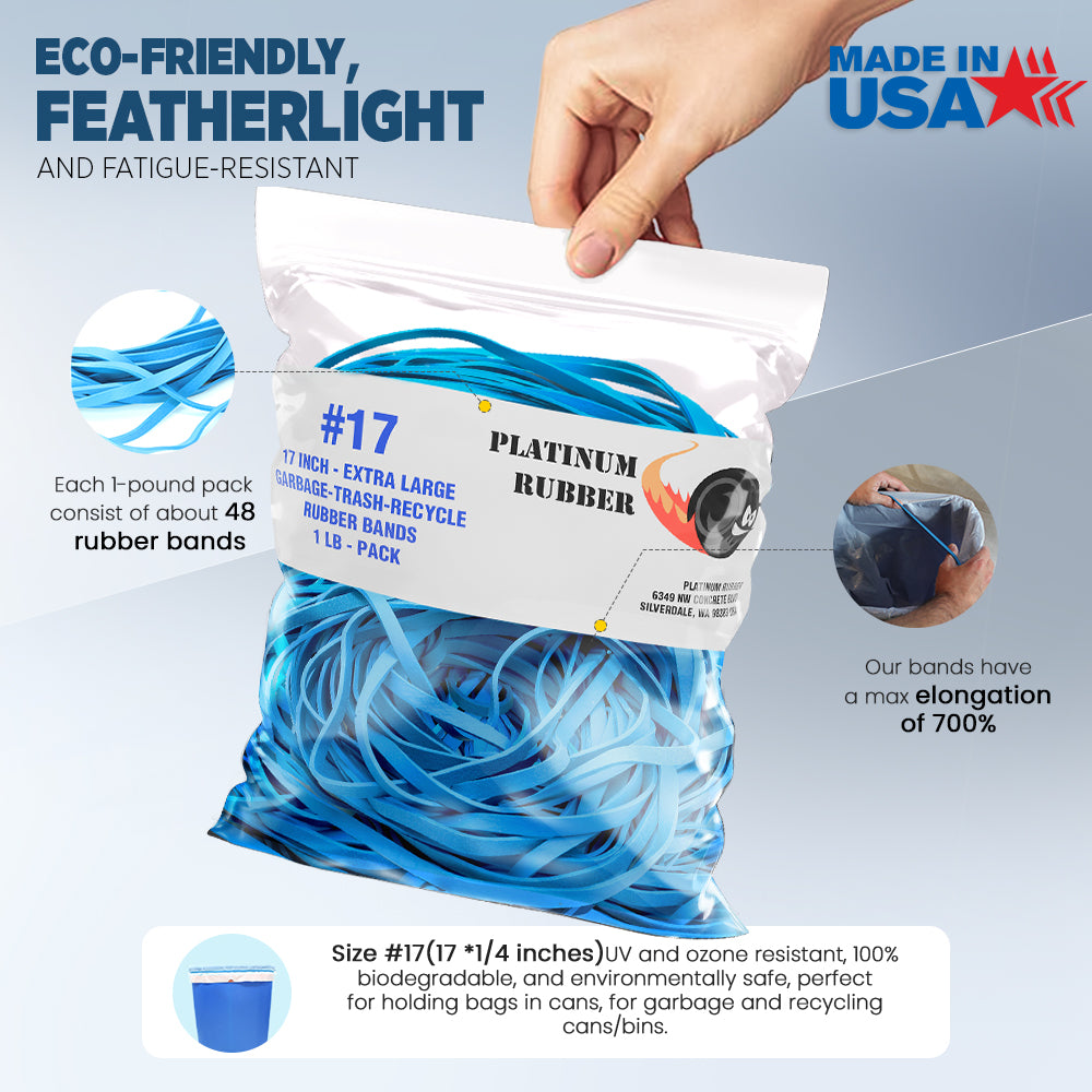 #17 Large Rubber Bands Bulk, Garbage/Trash Can Size
