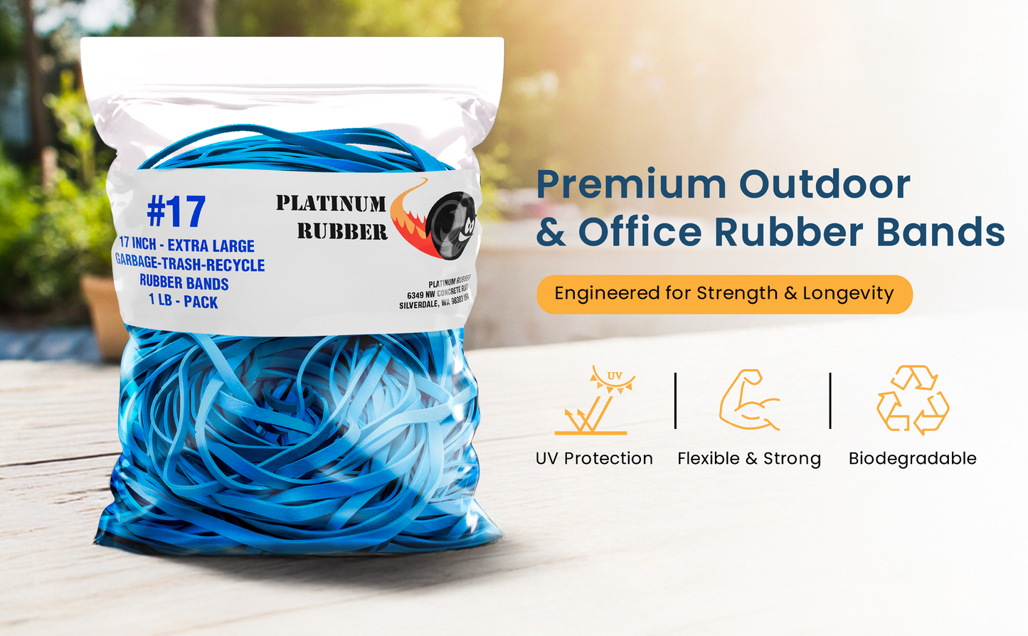 #17 Large Rubber Bands Bulk, Garbage/Trash Can Size