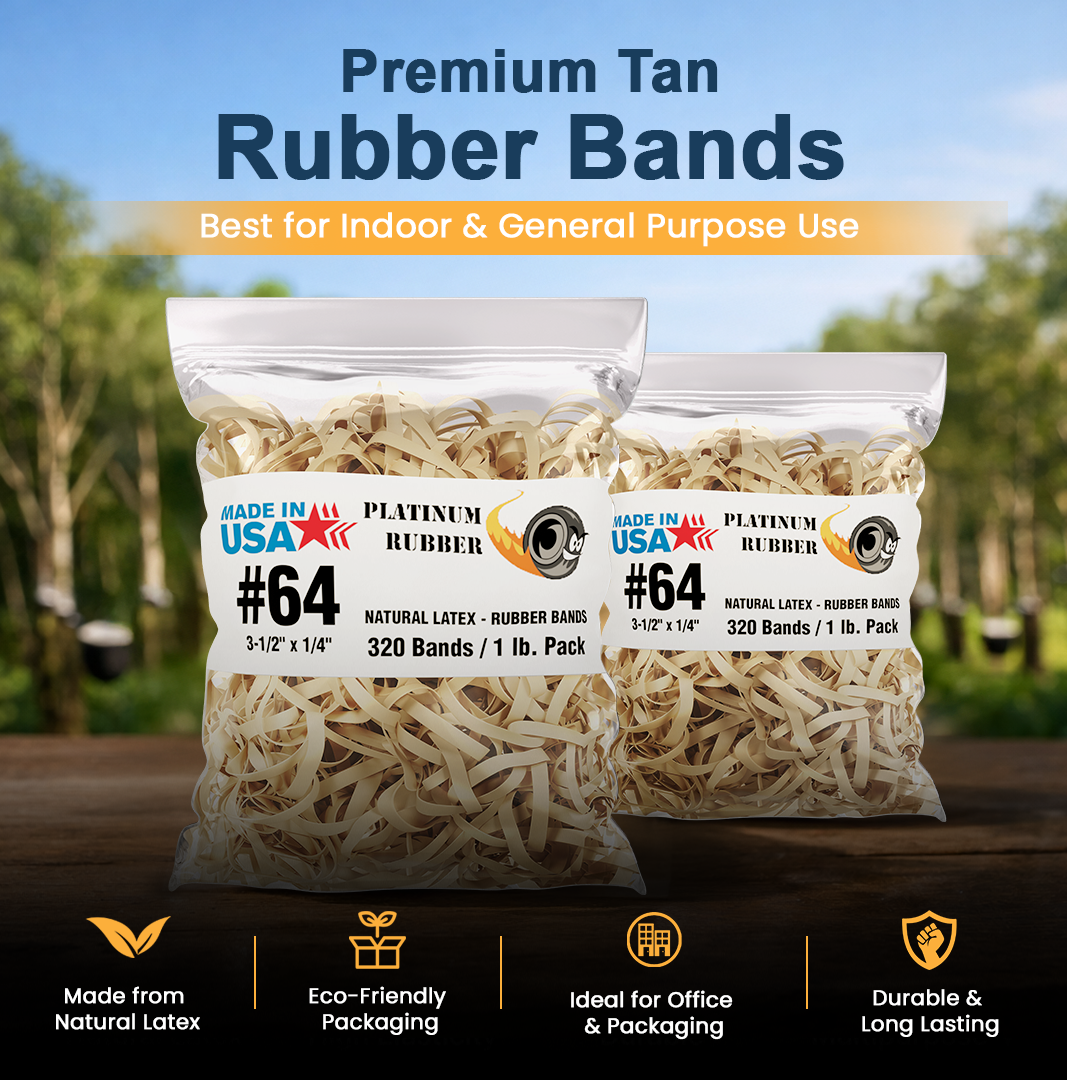 #64 Postal Rubber Bands Beige/Tan (3.5" x 1/4")