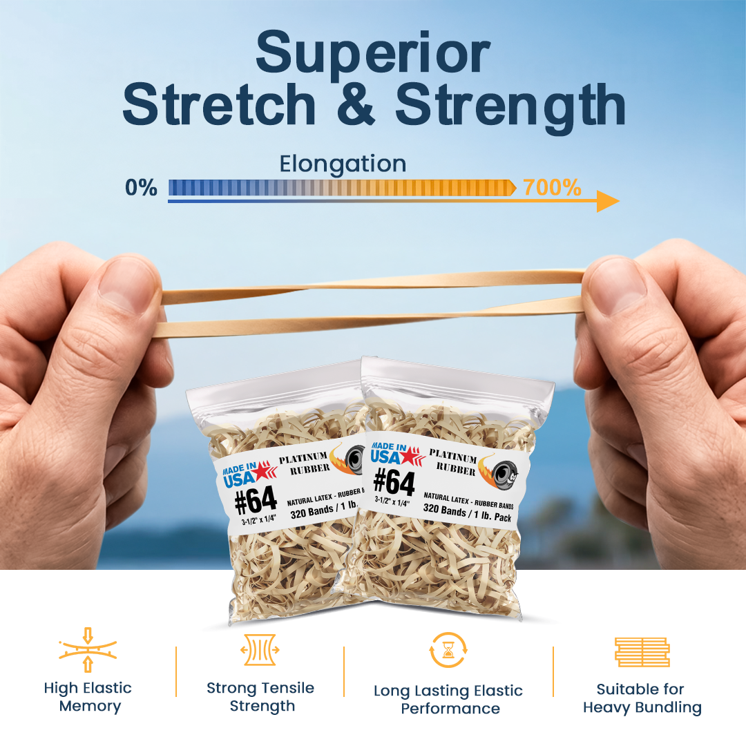 #64 Postal Rubber Bands Beige/Tan (3.5" x 1/4")
