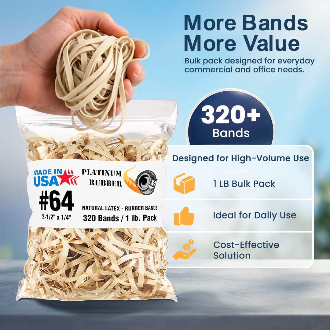 #64 Postal Rubber Bands Beige/Tan (3.5" x 1/4")