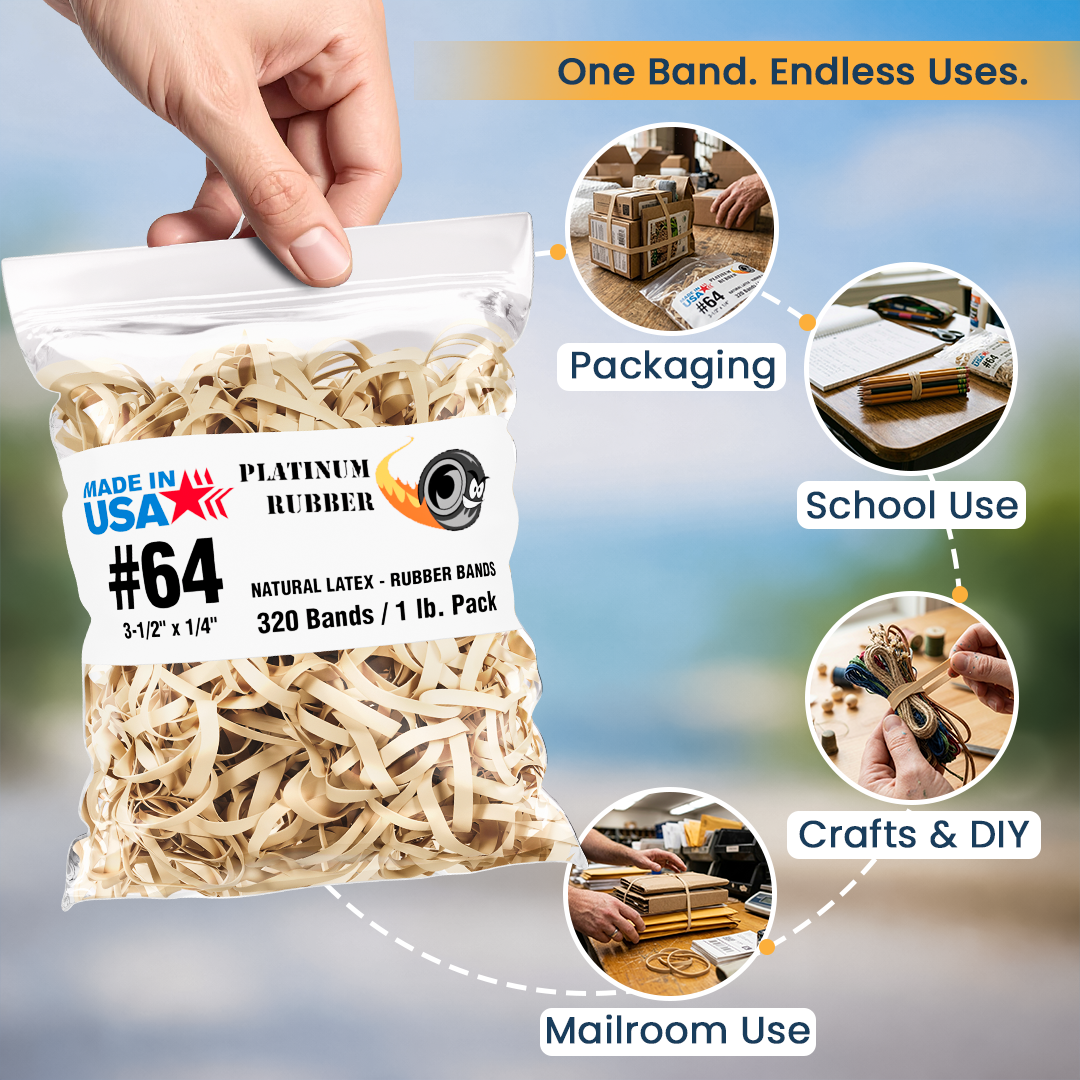 #64 Postal Rubber Bands Beige/Tan (3.5" x 1/4")