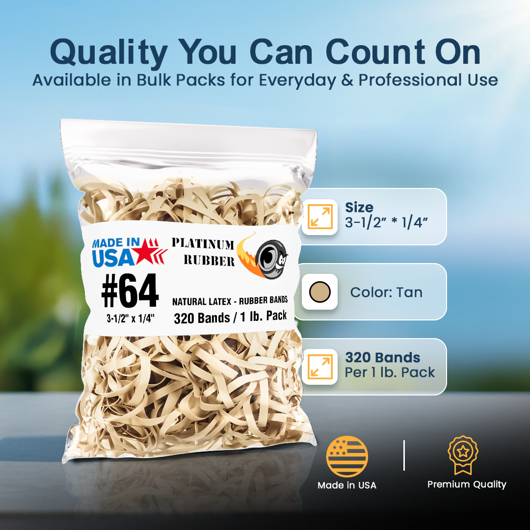 #64 Postal Rubber Bands Beige/Tan (3.5" x 1/4")