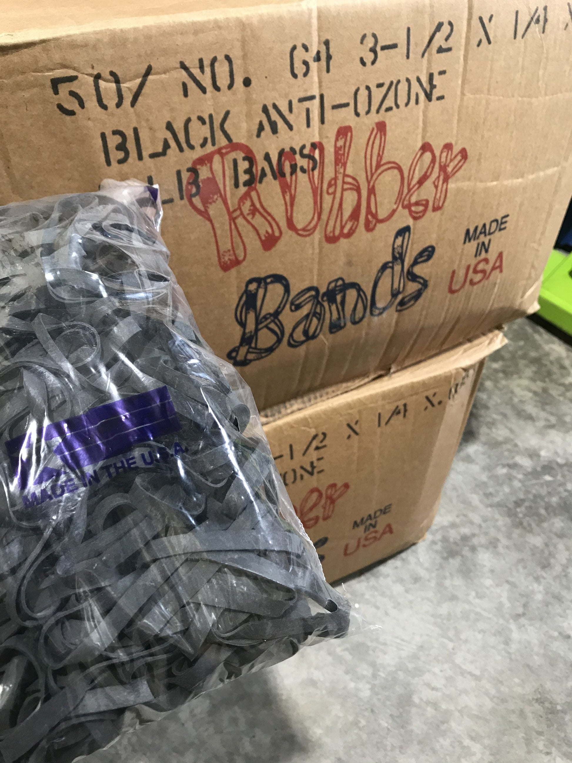 BAND-IT NO. 64 BLACK RUBBER BANDS 1/4 LB BAG