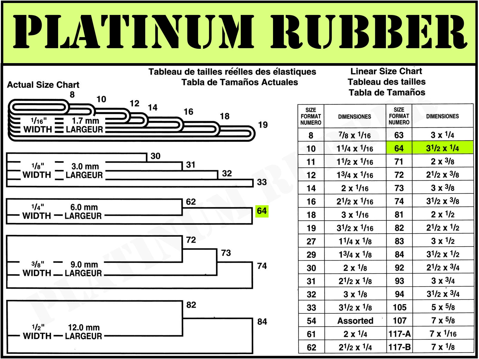 Size 64 best sale rubber bands bulk